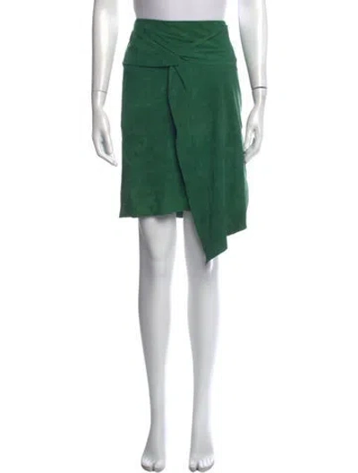 Pre-owned Ba&sh Goat Leather Mini Skirt In Green