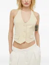 Ba&sh Good Halterneck Buttoned Vest In Neutral
