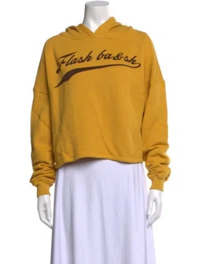 Pre-owned Ba&sh Graphic Print Crew Neck Hoodie In Yellow