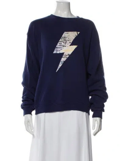 Pre-owned Ba&sh Graphic Print Crew Neck Sweatshirt In Blue