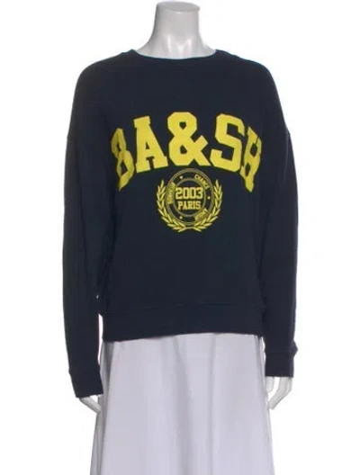 Pre-owned Ba&sh Graphic Print Crew Neck Sweatshirt In Blue