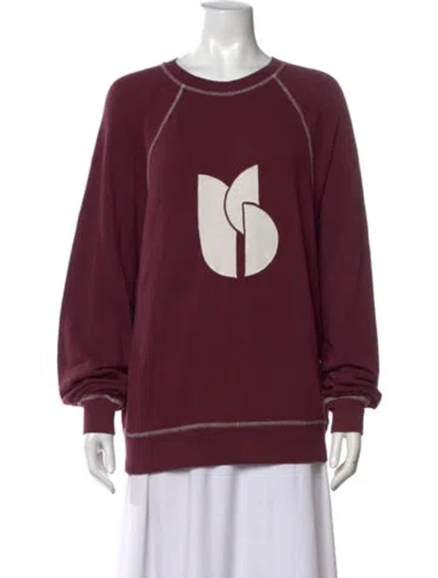Pre-owned Ba&sh Graphic Print Crew Neck Sweatshirt In Burgundy