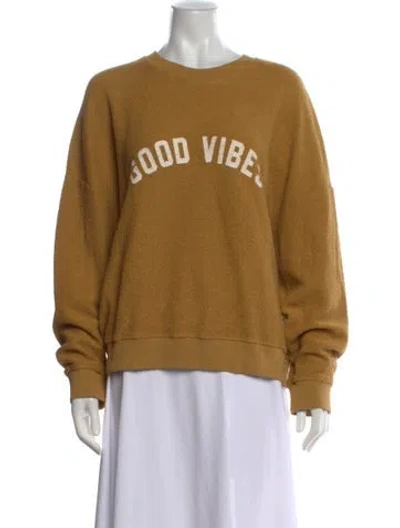 Pre-owned Ba&sh Graphic Print Crew Neck Sweatshirt In Yellow