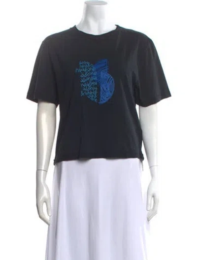 Pre-owned Ba&sh Graphic Print Crew Neck T-shirt In Black
