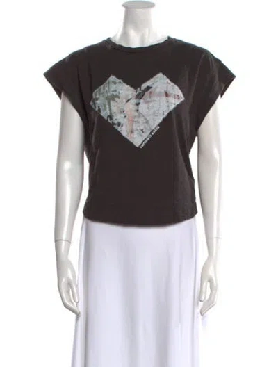 Pre-owned Ba&sh Graphic Print Crew Neck T-shirt In Gray