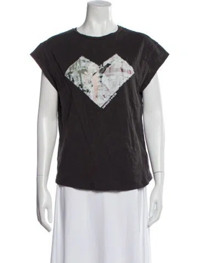 Pre-owned Ba&sh Graphic Print Crew Neck T-shirt In Gray