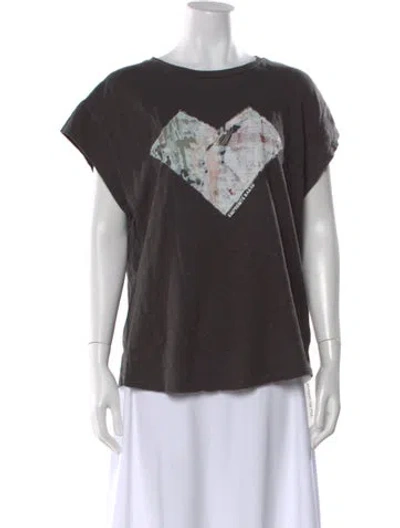 Pre-owned Ba&sh Graphic Print Crew Neck T-shirt In Gray