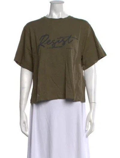 Pre-owned Ba&sh Graphic Print Crew Neck T-shirt In Green