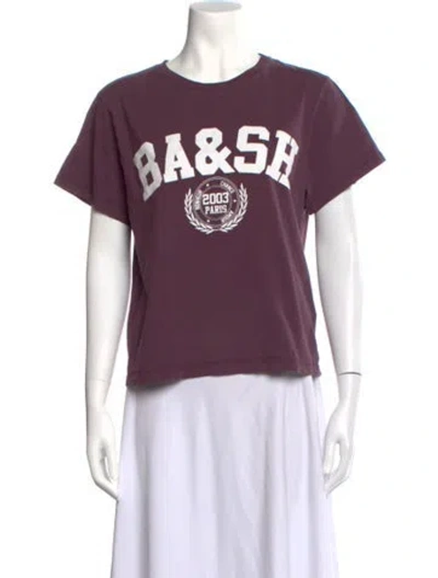 Pre-owned Ba&sh Graphic Print Crew Neck T-shirt In Purple