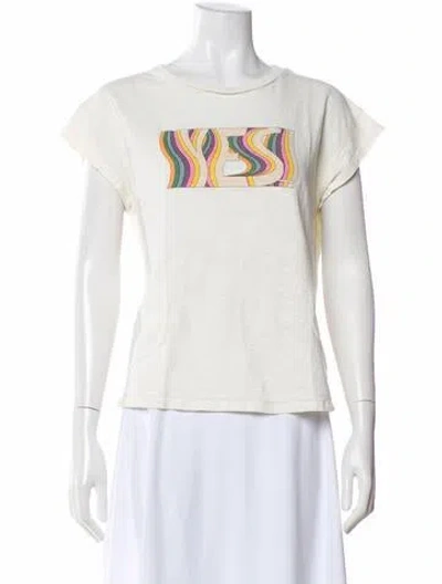 Pre-owned Ba&sh Graphic Print Crew Neck T-shirt In White
