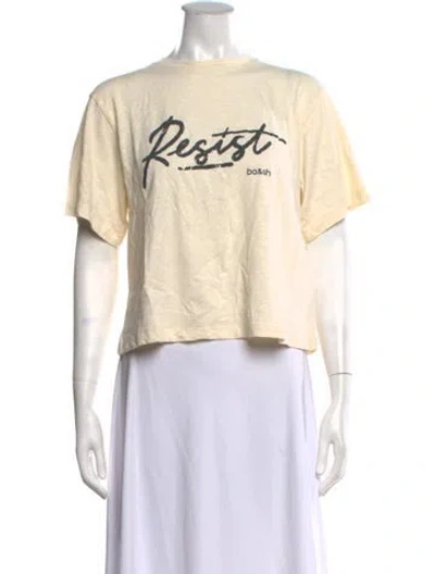 Pre-owned Ba&sh Graphic Print Crew Neck T-shirt In Yellow