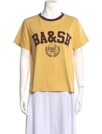 Pre-owned Ba&sh Graphic Print Crew Neck T-shirt In Yellow