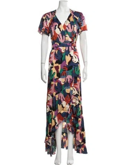 Pre-owned Ba&sh Graphic Print Long Dress In Blue