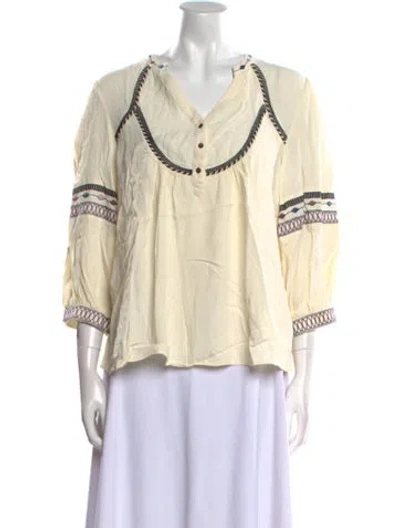 Pre-owned Ba&sh Graphic Print V-neck Blouse In Neutral