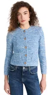 Ba&sh Crochet-knit Button-up Cardigan In Bleu
