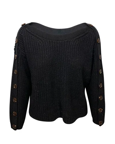 Ba&sh Ba & Sh Hades Button-detailed Ribbed Sweater In Black Wool