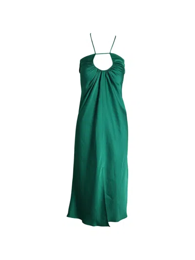 Pre-owned Ba&sh Halterneck Cut-out Midi Dress In Green