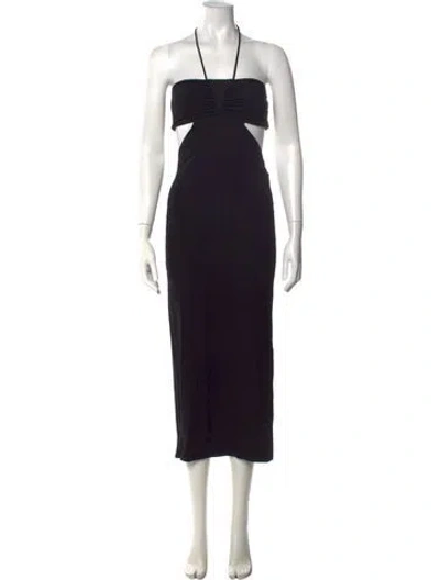 Pre-owned Ba&sh Halterneck Long Dress In Black