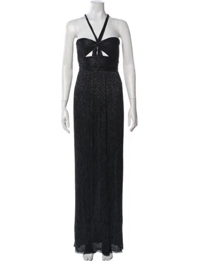 Pre-owned Ba&sh Halterneck Long Dress In Black/metallic