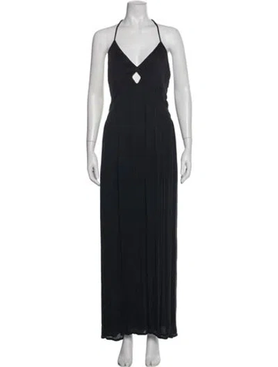 Pre-owned Ba&sh Halterneck Long Dress In Gray