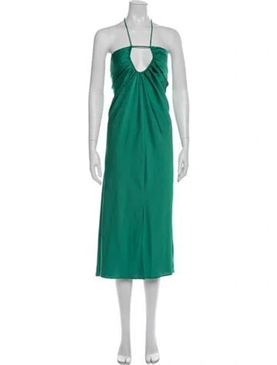 Pre-owned Ba&sh Halterneck Long Dress In Green
