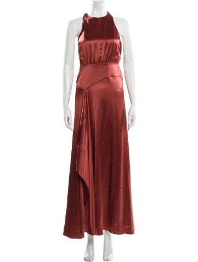 Pre-owned Ba&sh Halterneck Long Dress In Orange