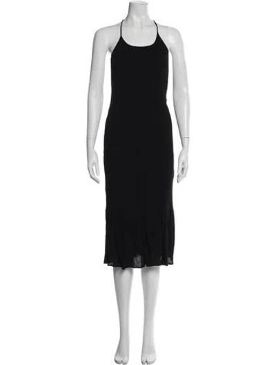 Pre-owned Ba&sh Halterneck Midi Length Dress In Black