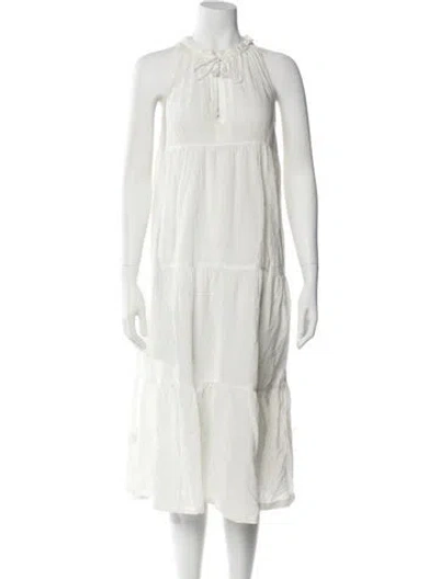 Pre-owned Ba&sh Halterneck Midi Length Dress In White