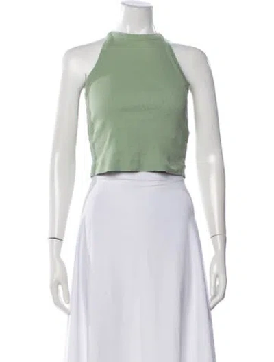 Pre-owned Ba&sh Halterneck Sleeveless Crop Top In Green