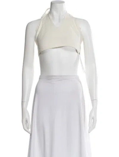 Pre-owned Ba&sh Halterneck Sleeveless Crop Top W/ Tags In White