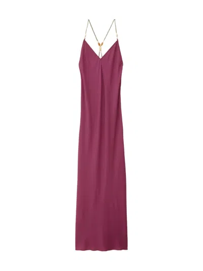 Ba&sh Hany Bead-embellished Crinkled Maxi Dress In Purple