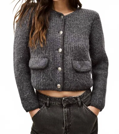 Ba&sh Harry Textured Cardigan In Grey In Black
