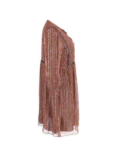 Pre-owned Ba&sh Herringbone-pattern Mini Dress In Orange