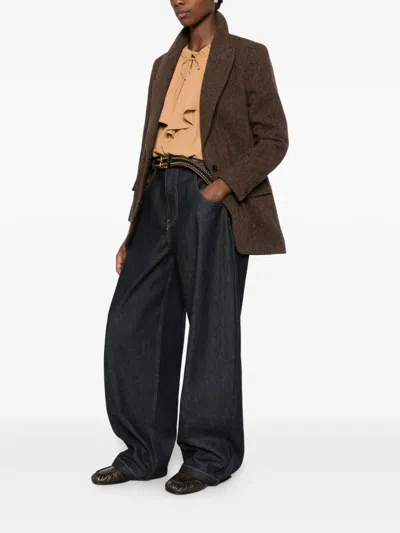 Ba&sh Herringbone Single-breasted Jacket In Brown