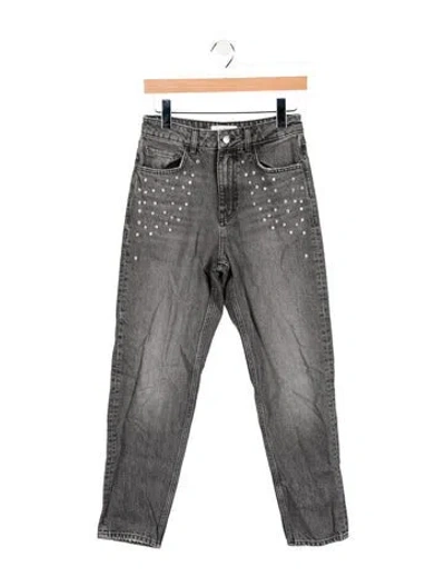 Pre-owned Ba&sh High-rise Straight Leg Jeans In Gray