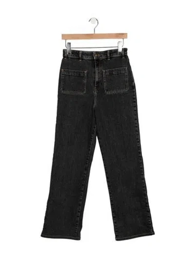 Pre-owned Ba&sh High-rise Straight Leg Jeans In Gray