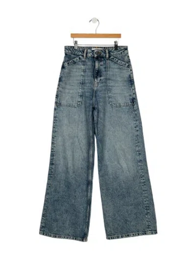 Pre-owned Ba&sh High-rise Wide Leg Jeans In Blue