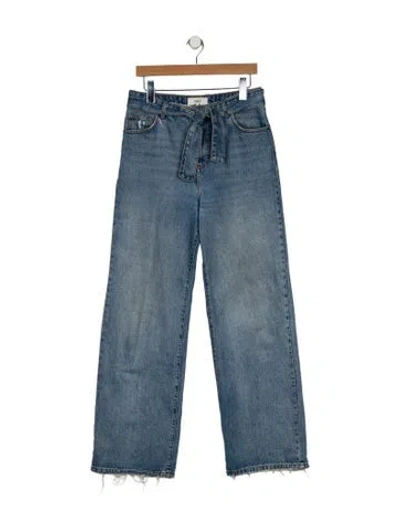 Pre-owned Ba&sh High-rise Wide Leg Jeans In Blue