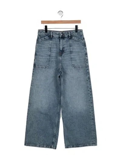 Pre-owned Ba&sh High-rise Wide Leg Jeans In Blue