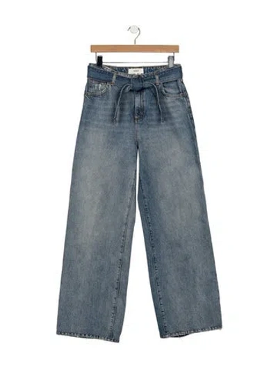Pre-owned Ba&sh High-rise Wide Leg Jeans In Blue