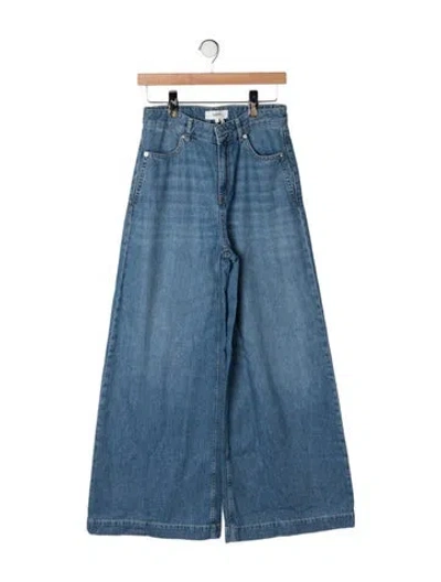 Pre-owned Ba&sh High-rise Wide Leg Jeans In Blue