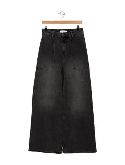 Pre-owned Ba&sh High-rise Wide Leg Jeans In Gray