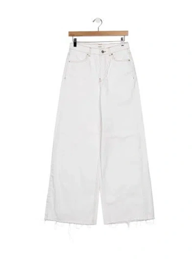 Pre-owned Ba&sh High-rise Wide Leg Jeans In White