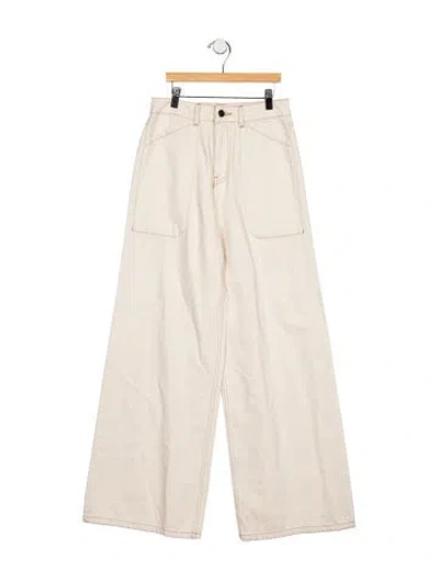 Pre-owned Ba&sh High-rise Wide Leg Jeans In White