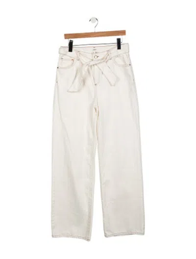 Pre-owned Ba&sh High-rise Wide Leg Jeans In White
