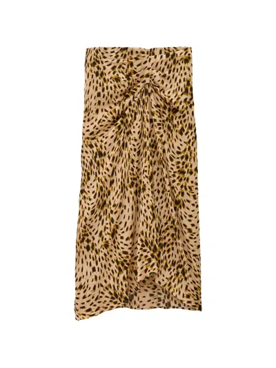Ba&sh Hoema Leopard-print Midi Skirt In Brown