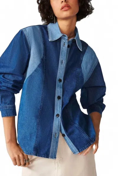 Ba&sh Ianis Shirt In Blue Jeans In Black