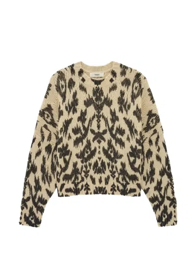 Ba&sh Ikat-intarsia Crew-neck Knit In Nude