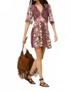 Ba&sh Indrea Floral-print Flutter-sleeve Dress In Burgundy