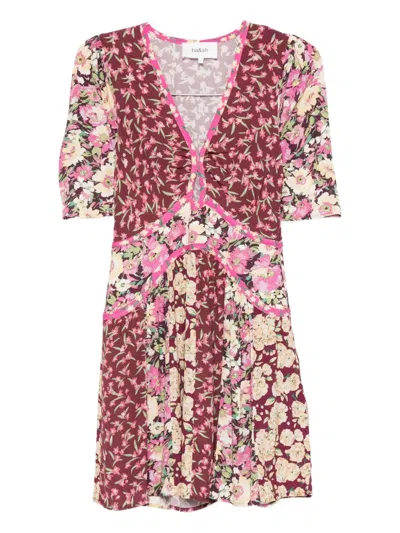 Ba&sh Indrea Floral-print Flutter-sleeve Dress In Pink